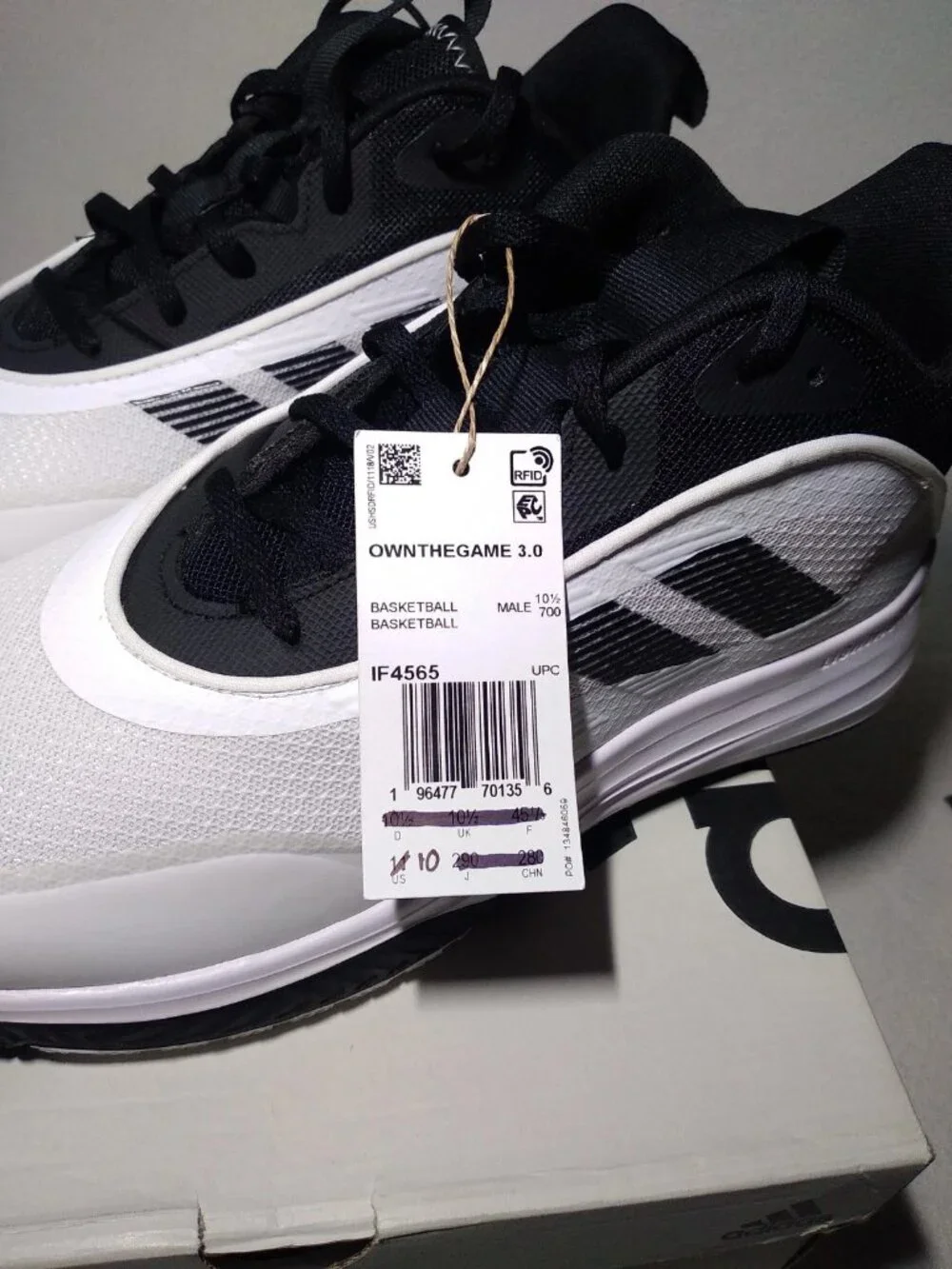 Adidas Own The Game 3.0 Mens Sz 10 Cloud White Black Basketball Shoe IF4565 New